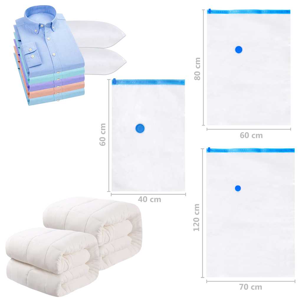 Vacuum Travel Bag | Set of 20 | Transparent with blue touches | Plastic
