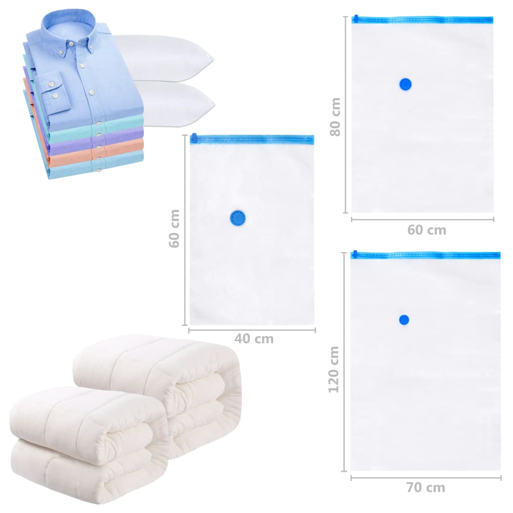 Vacuum Travel Bag | Set of 50 | Transparent and Blue | Plastic