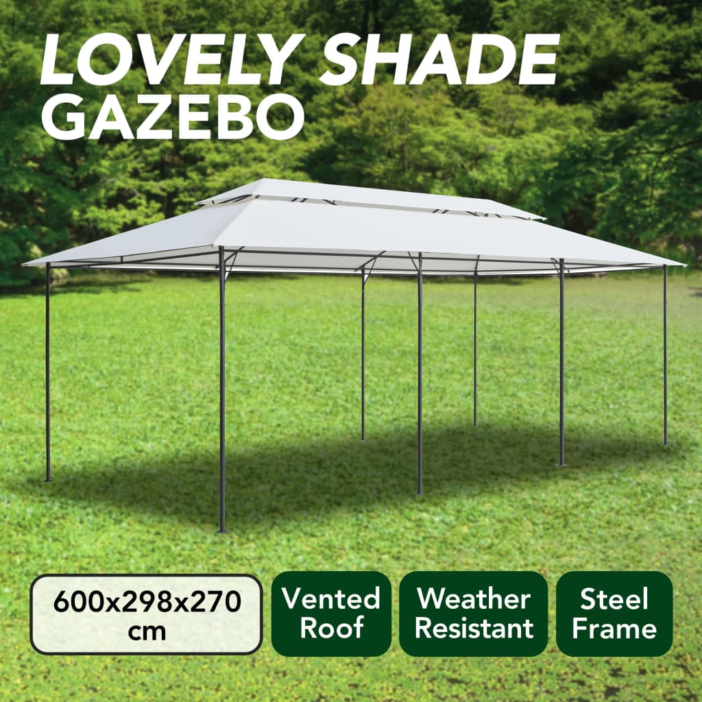 Gazebo | White | Tubular steel | Large | UV-resistant materials | Gazebo