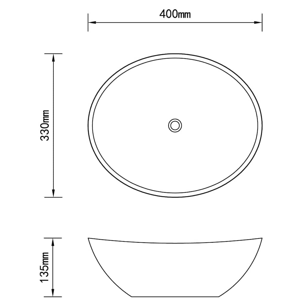 146921 vidaXL Luxury Basin Oval-shaped Matt White 40x33 cm Ceramic