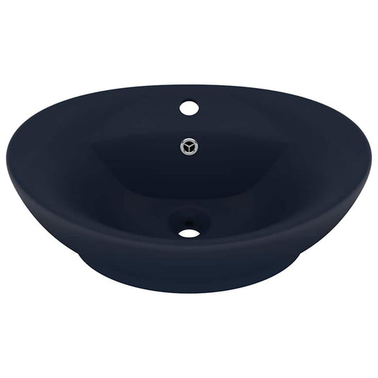 Luxury Basin Overflow Oval Matt Dark Blue 58.5x39 cm Ceramic