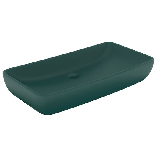 Luxury Basin Rectangular Matt Dark Green 71x38 cm Ceramic