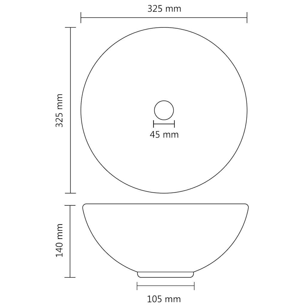 Luxury Bathroom Basin Round Matt Black 32.5x14 cm Ceramic
