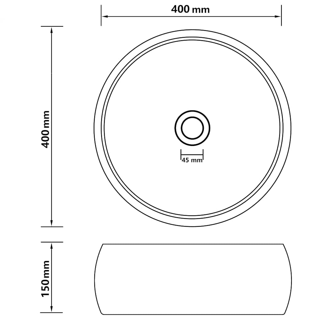 Luxury Wash Basin Round Matt Dark Brown 40x15 cm Ceramic