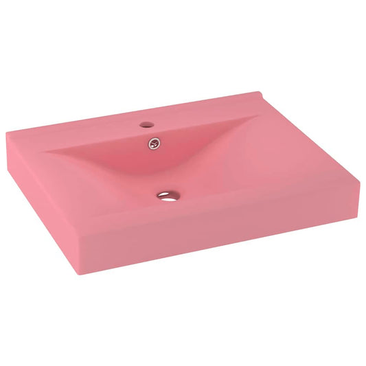Luxury Basin with Faucet Hole Matt Pink 60x46 cm Ceramic