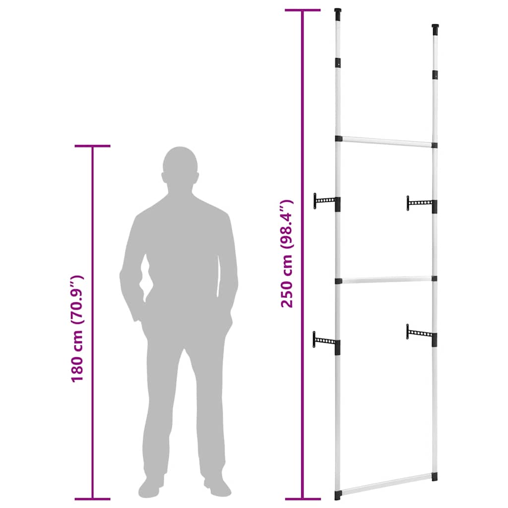 Telescopic Wardrobe System | Silver and Black | Aluminium, Plastic