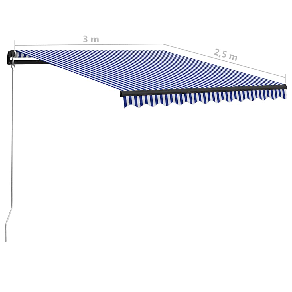 Retractable Awning | Blue and White, Grey