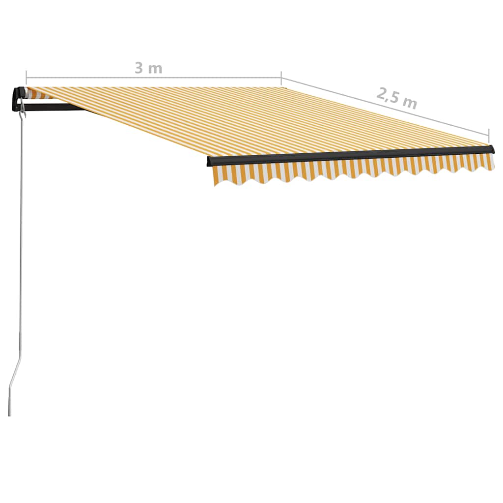 Retractable Awning | Yellow and white fabric, grey frame