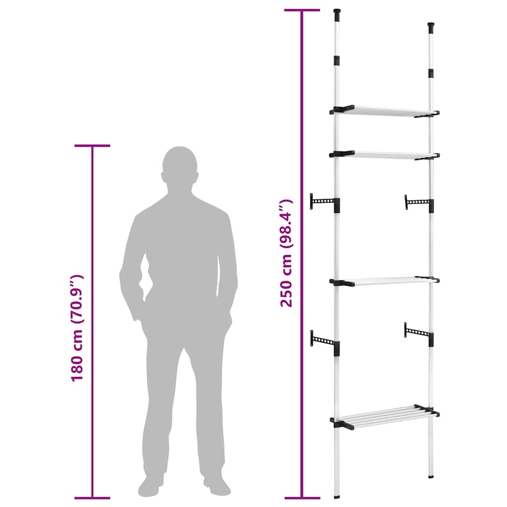 Telescopic Wardrobe System | Silver and Black | Aluminium, Plastic