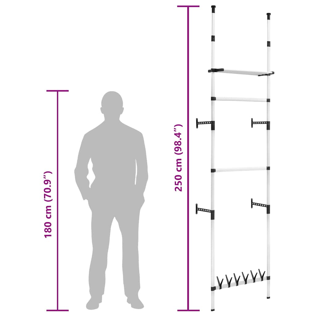 Telescopic Wardrobe System | Silver and black | Aluminium, plastic