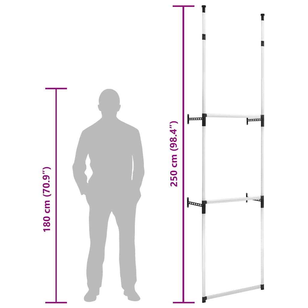 Telescopic Wardrobe System | Silver and black | Aluminium, plastic