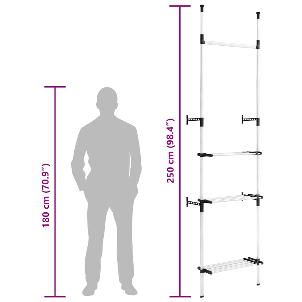 Telescopic Wardrobe System | Silver | Aluminium
