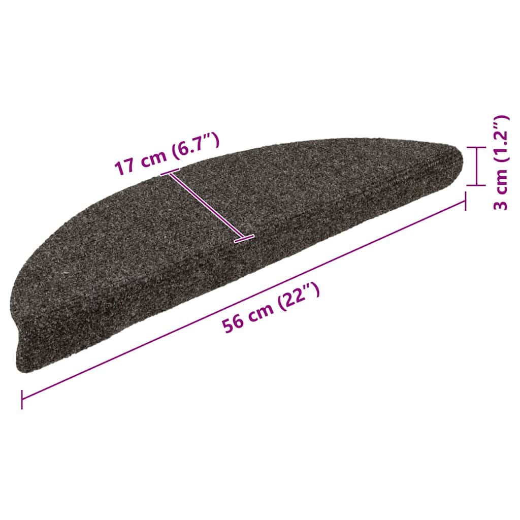 Stair Mat | Set of 15 | Anthracite | Needle-Punched Fabric (100% PP)
