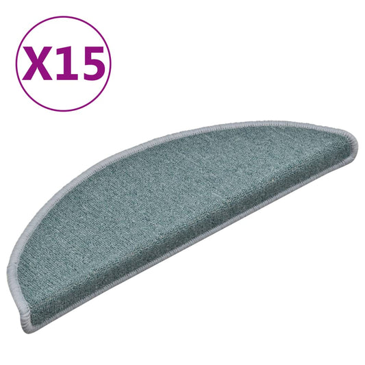 Stair mats 15 pcs 56 x 17 x 3 cm Non-Slip Sea Blue
