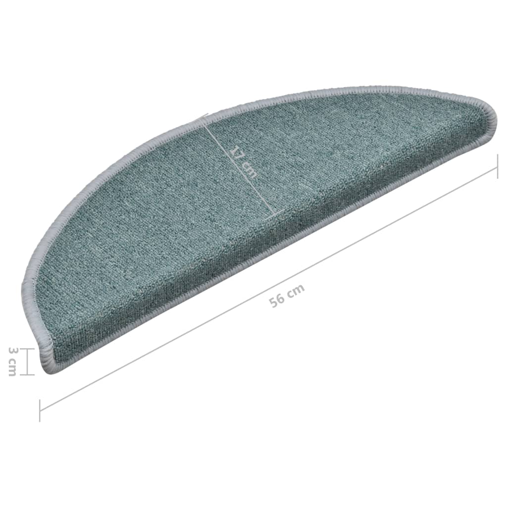 Stair mats 15 pcs 56 x 17 x 3 cm Non-Slip Sea Blue