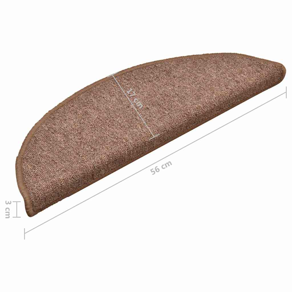 Stair mats 15 pcs 56 x 17 x 3 cm Non-Slip Brown