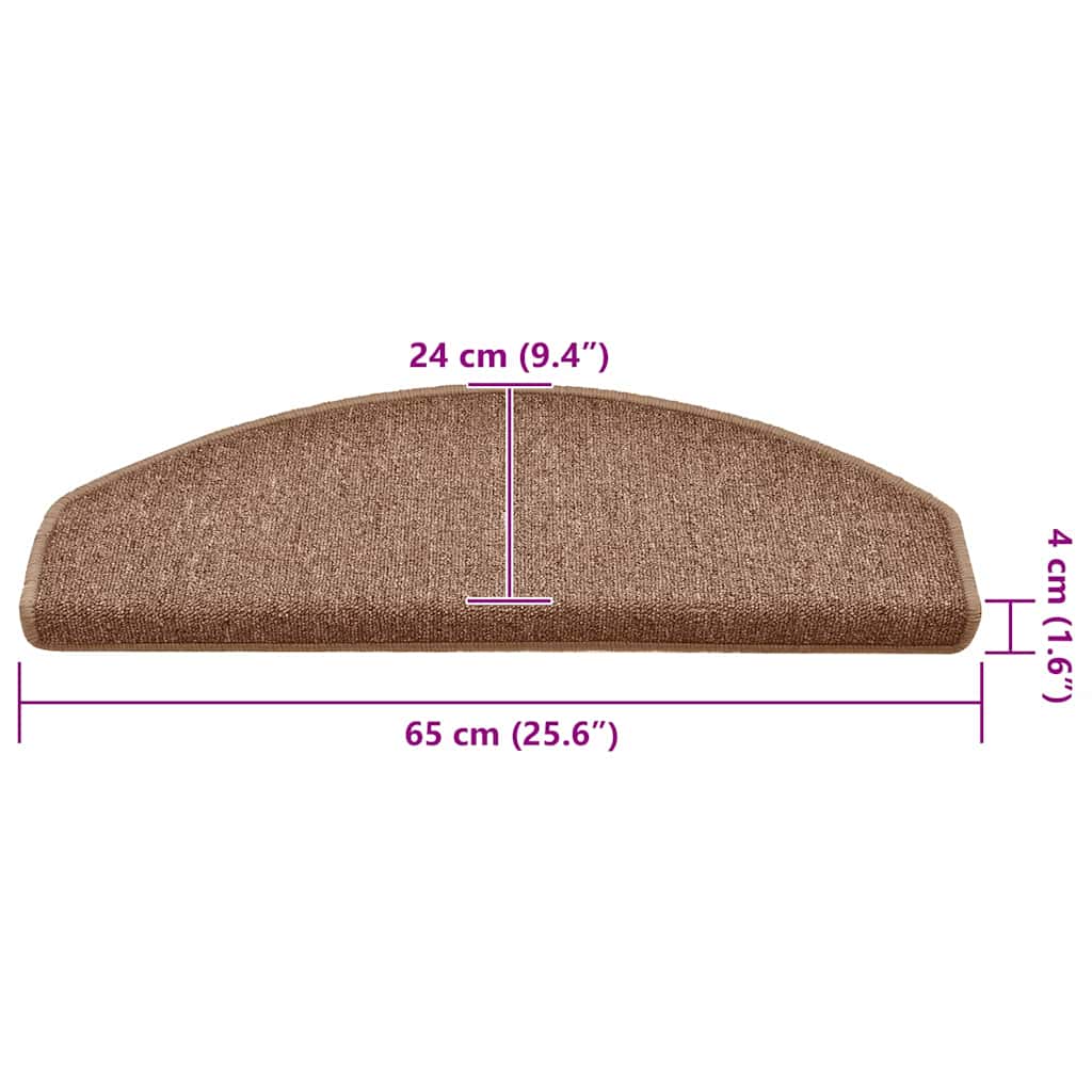 Stair mats 15 pcs 65 x 24 x 4 cm Non-Slip Brown