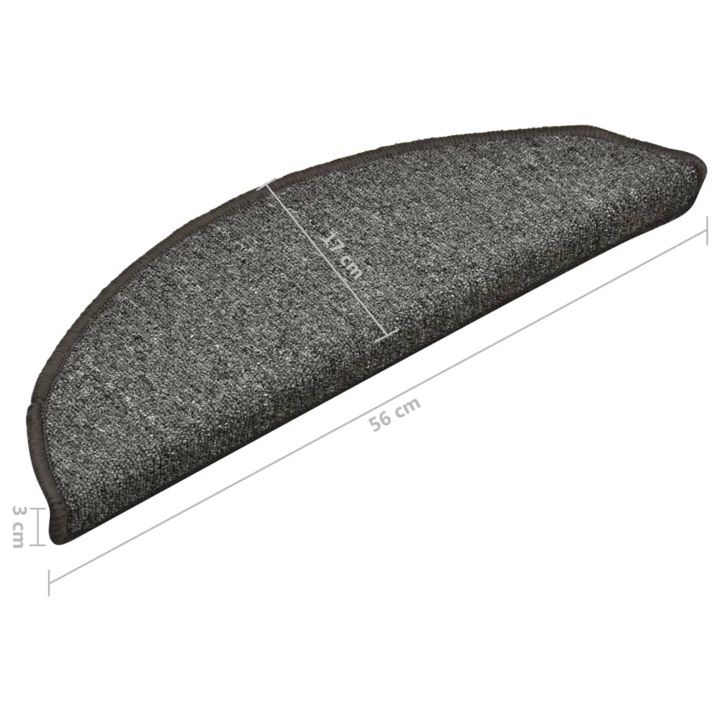 Stair mats 15 pcs 56 x 17 x 3 cm Non-Slip Grey and Black