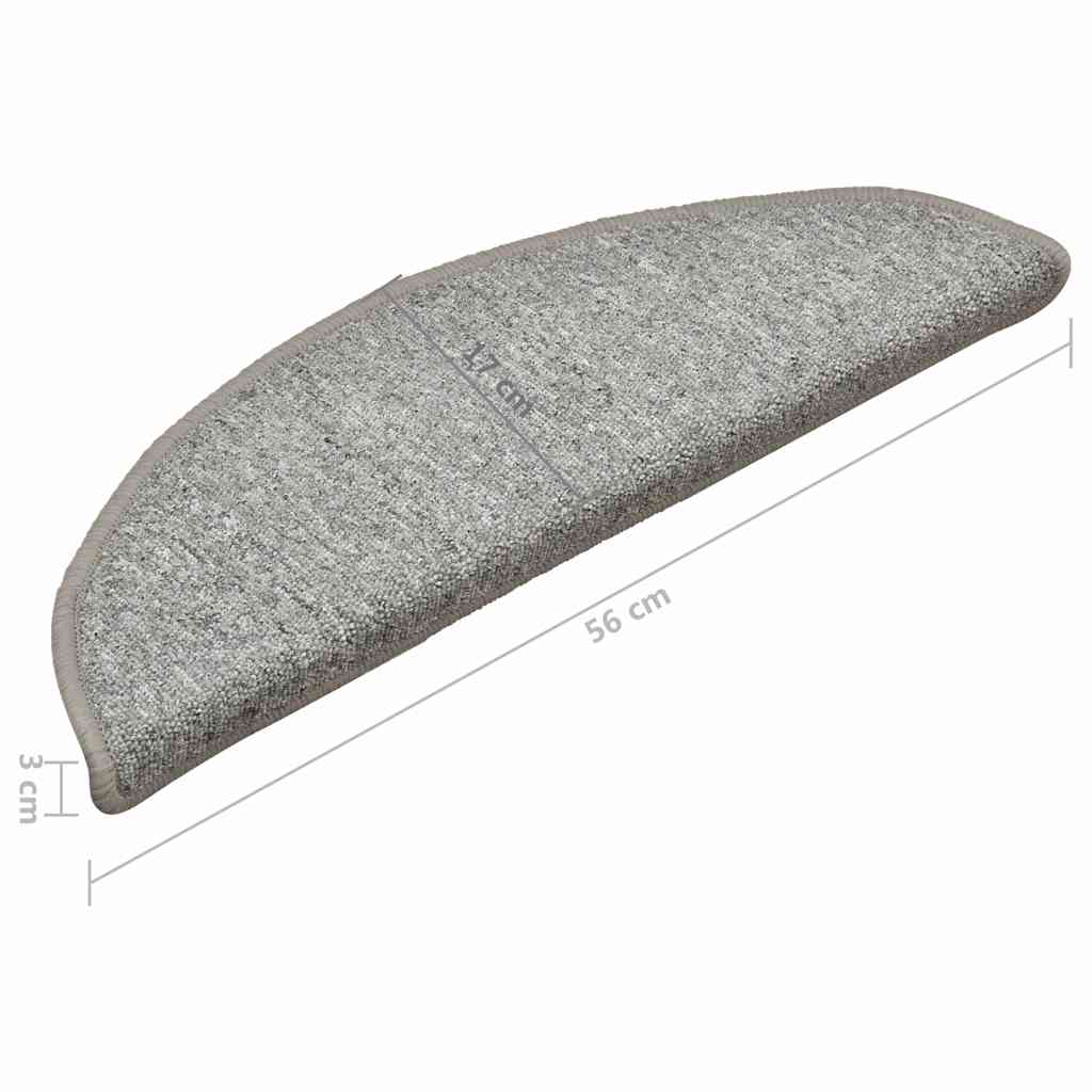 Stair mats 15 pcs 56 x 17 x 3 cm Non-Slip White and Grey