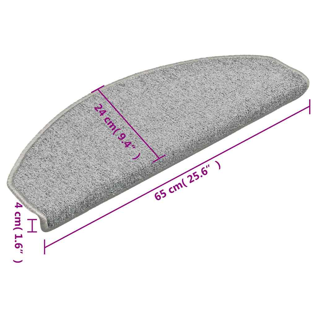 Stair mats 15 pcs 65 x 24 x 4 cm Non-Slip White and Grey