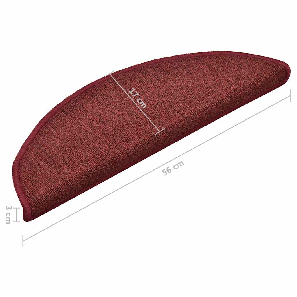 Stair mats 15 pcs 56 x 17 x 3 cm Non-Slip Bordeaux Red