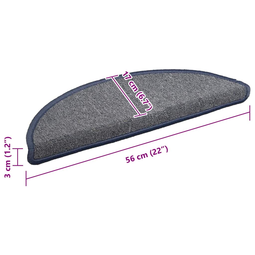 Stair mats 15 pcs 56 x 17 x 3 cm Non-Slip Light Grey and Blue