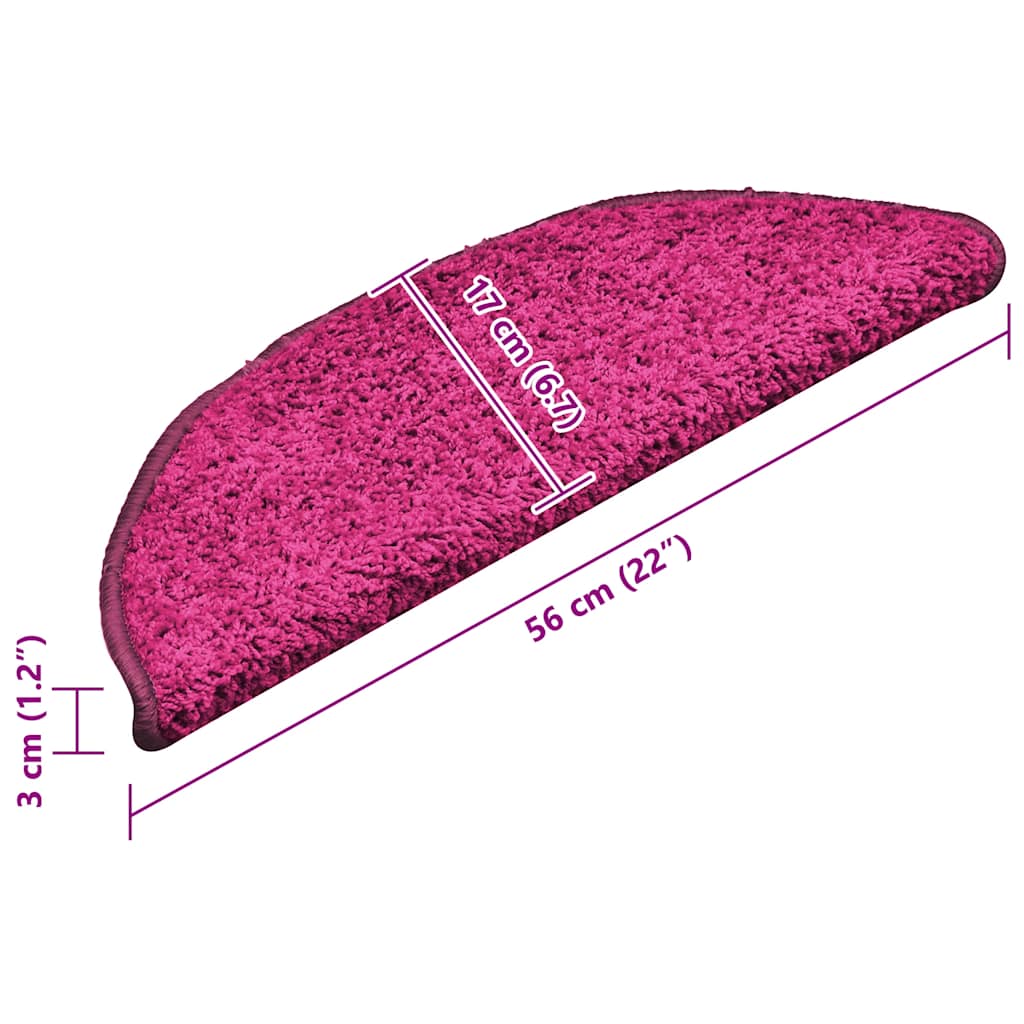 Stair Mats 15 pcs 56x17x3 cm Pink Half Round