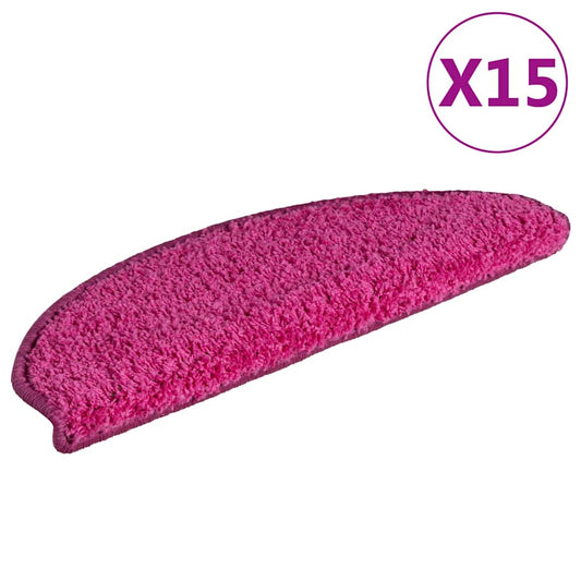 Stair Mats 15 pcs 65x21x4 cm Pink Half Round Large