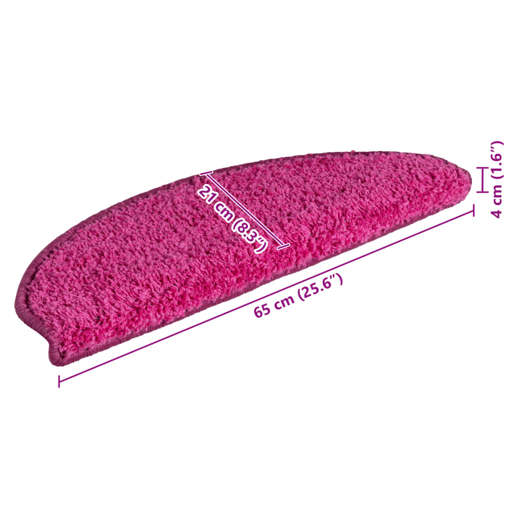 Stair Mats 15 pcs 65x21x4 cm Pink Half Round Large
