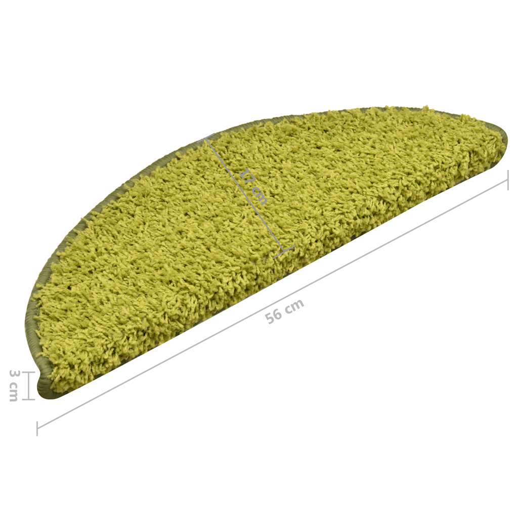 Stair Mats 15 pcs 56x17x3 cm Green Half Round