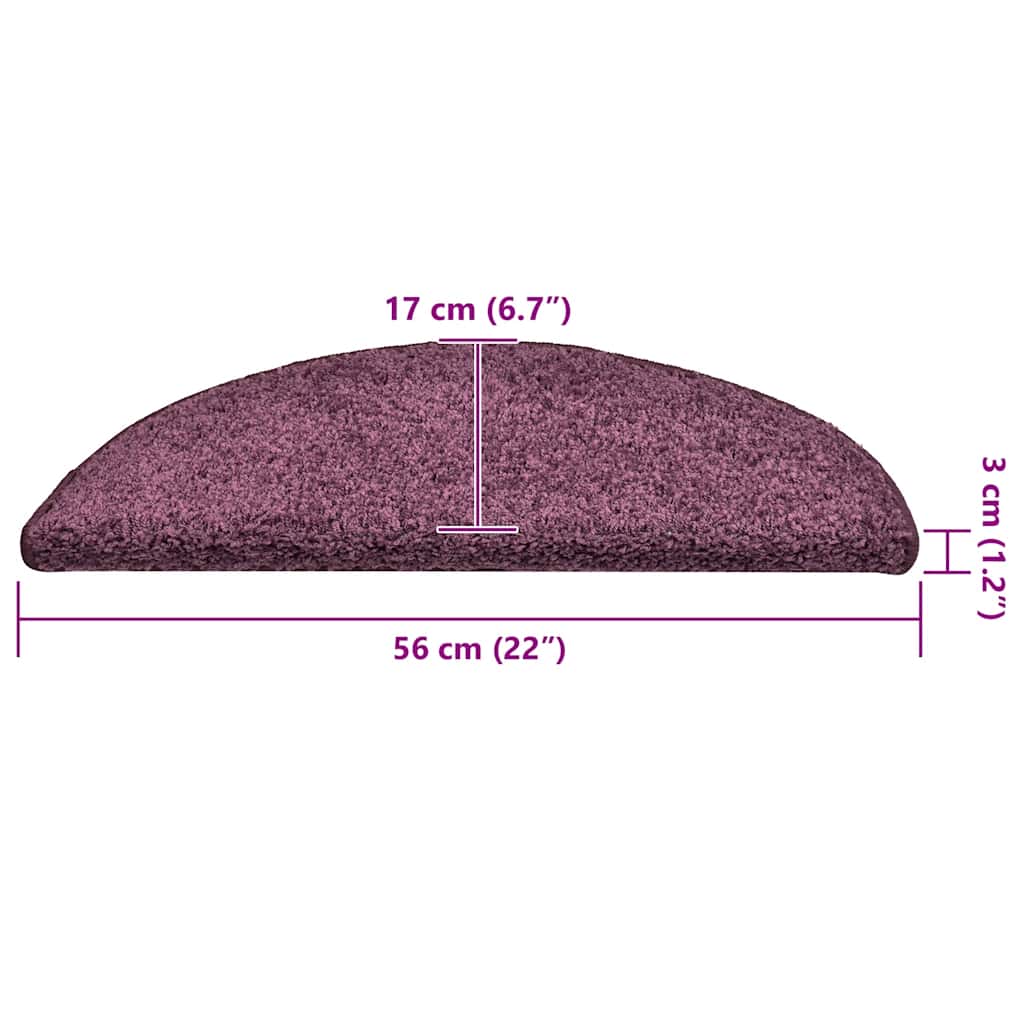Stair Mats 15 pcs 56x17x3 cm Dark Purple Half Round