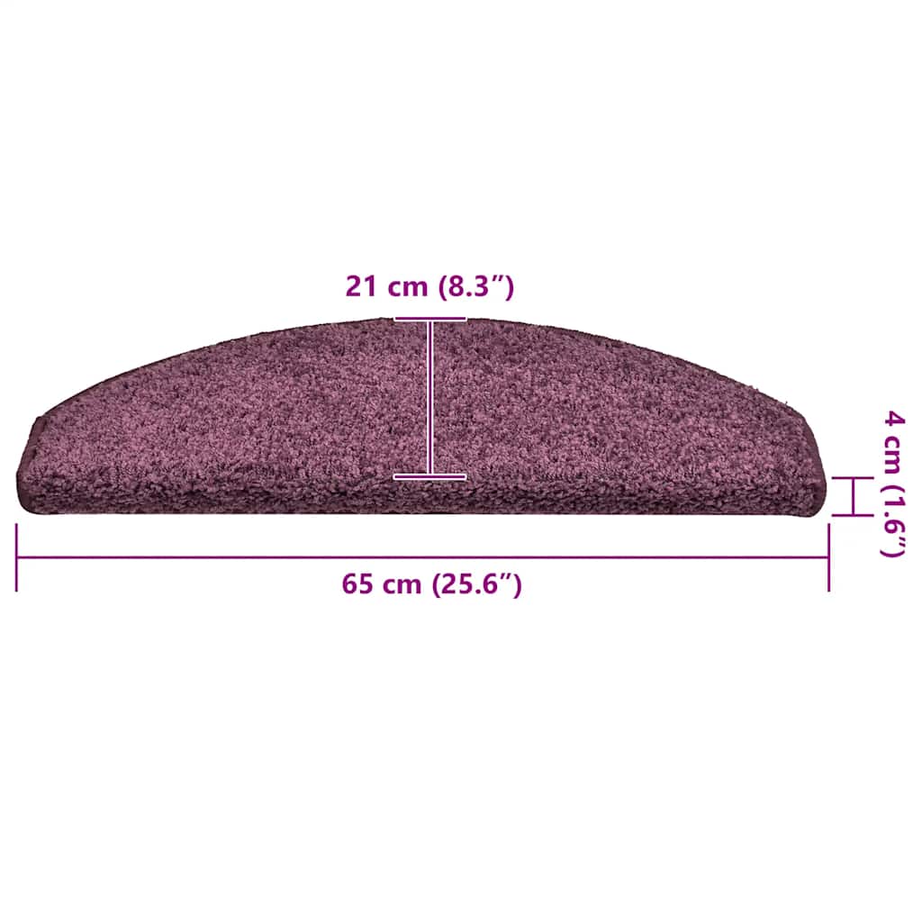 Stair Mats 15 pcs 65x21x4 cm Dark Purple Half Round Large