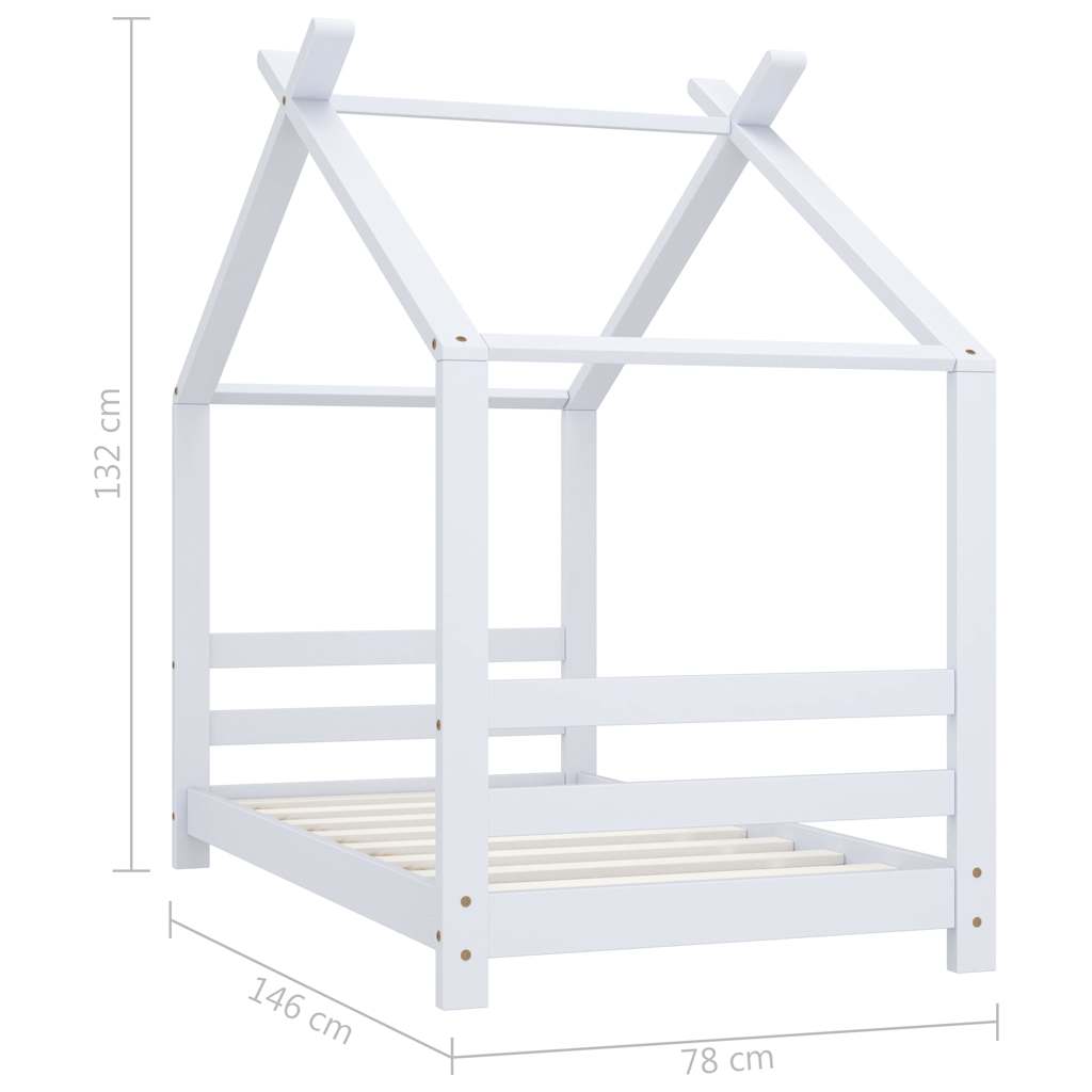 Kids Bed Frame | White | Solid pine wood, plywood | Toddler | Durable