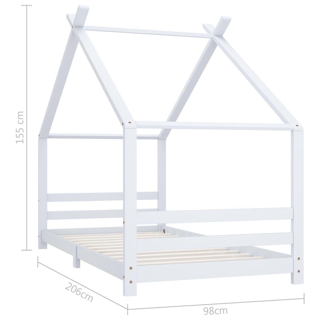 Kids Bed Frame | White | Solid pine wood, plywood | Single