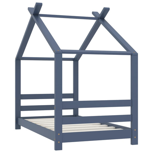 Kids Bed Frame | Grey | Solid pinewood, plywood | 140 cm x 70 cm