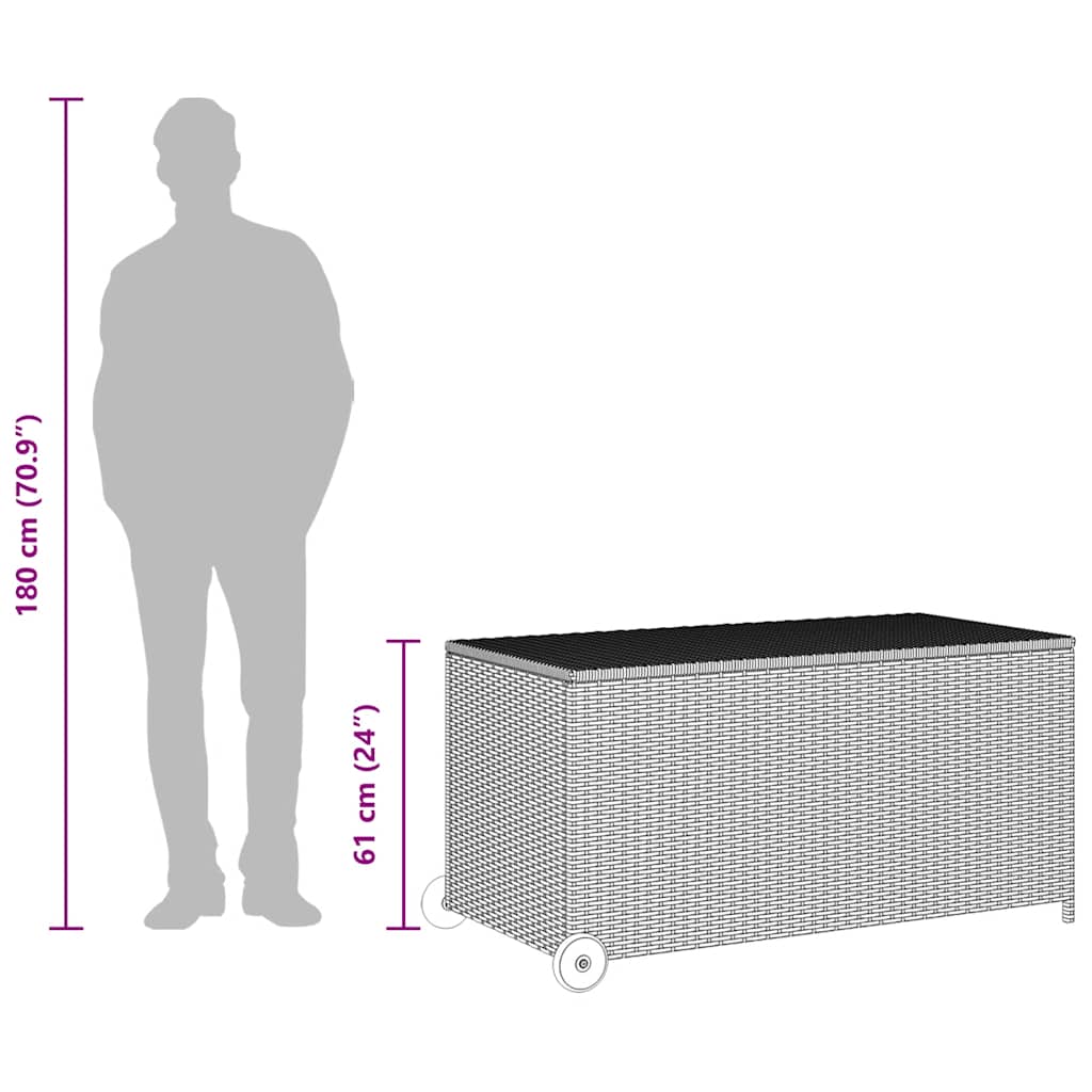 Patio Storage Box Light Gray 47.2"x25.6"x24" Poly Rattan