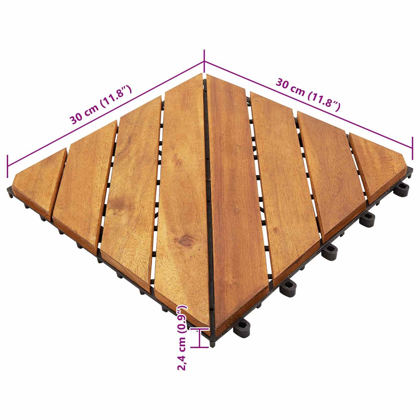 Decking Tile 10 pcs Brown 11.81 x 11.81 in Acacia Hardwood