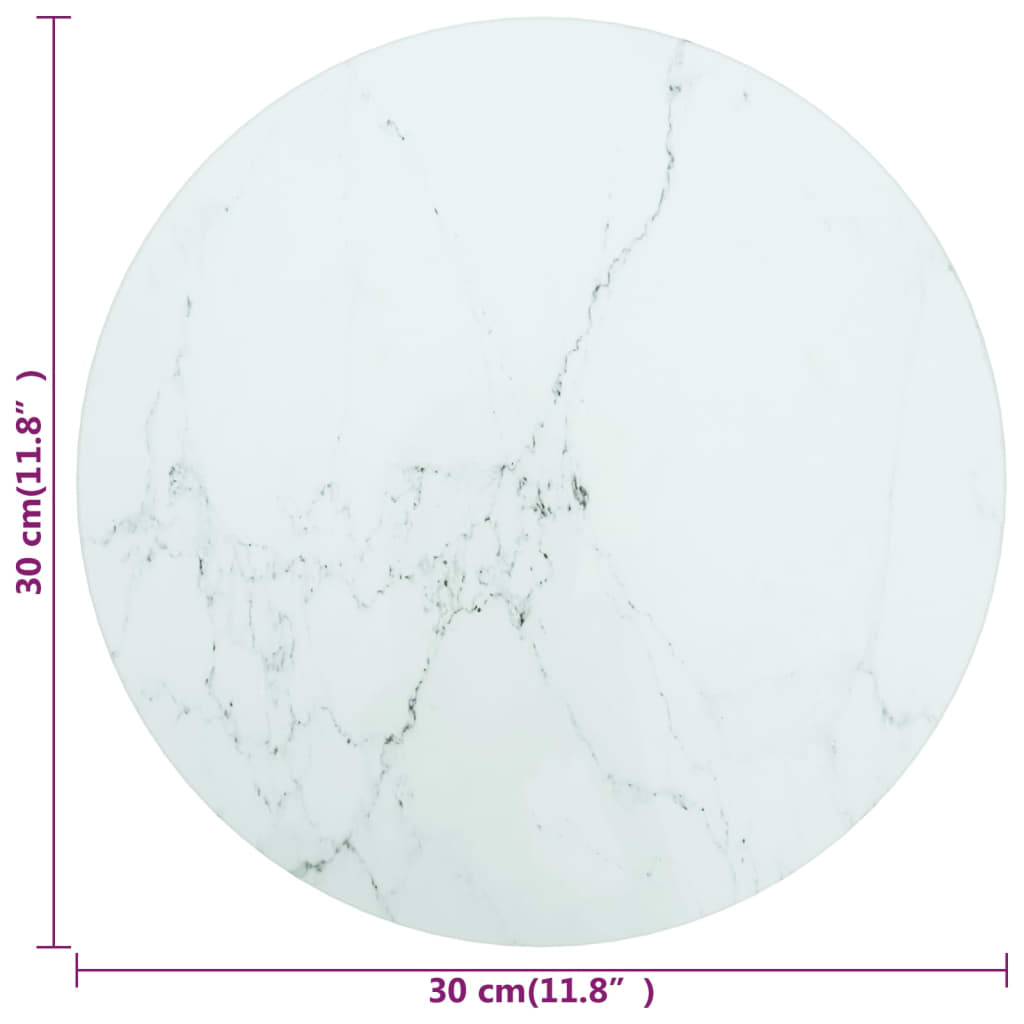 Table Top | White | Tempered Glass | Small | Durable | Table Top | Round