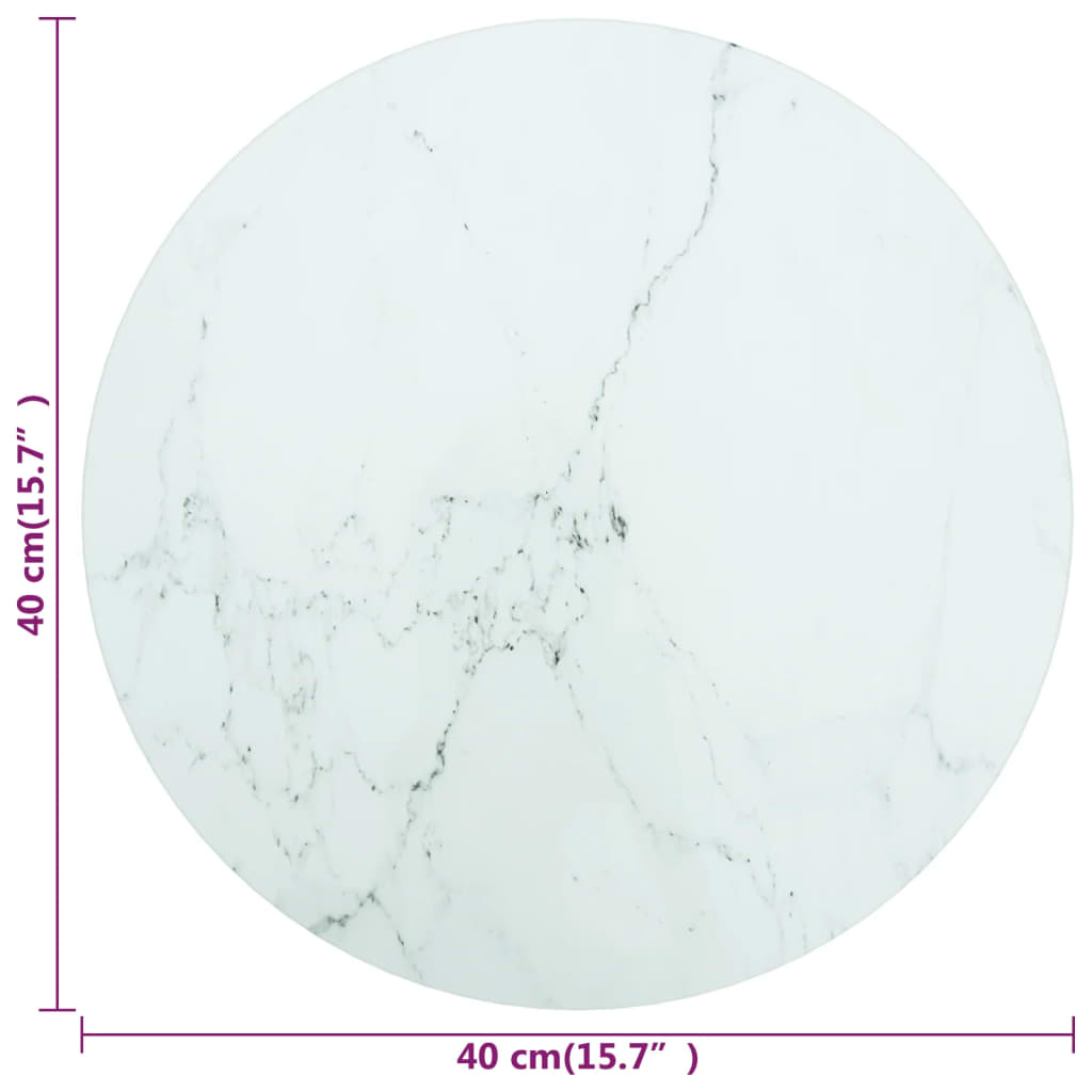 Table Top | White | Tempered glass | Small | Durable | Table Top | Round