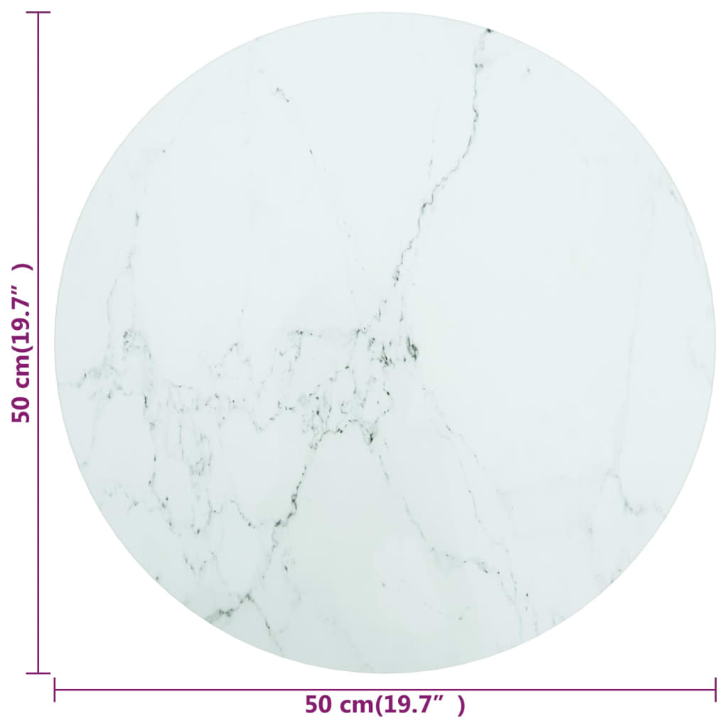 Table Top | White with marble pattern | Tempered Glass | Medium | Sturdy