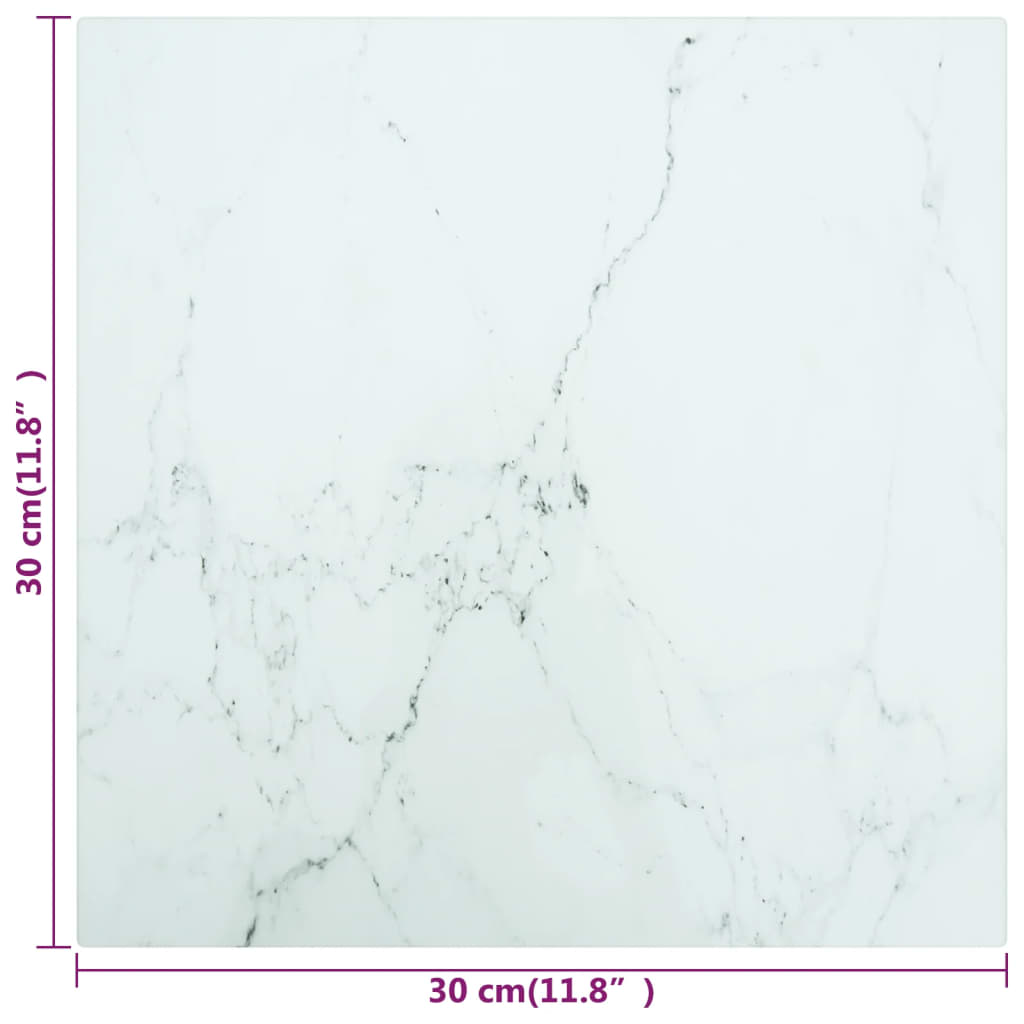 Table Top | White | Tempered Glass | Small | Decorative Inlays