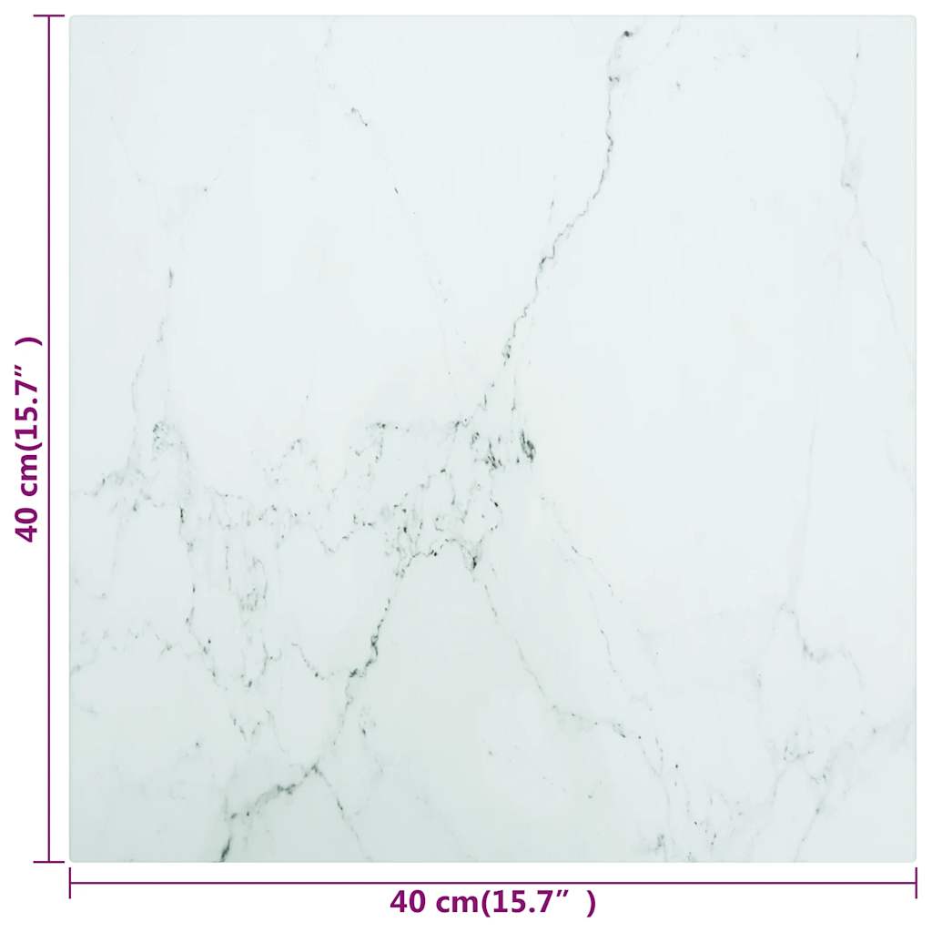 Table Top | White | Tempered Glass | 40 x 40 cm | Heat-resistant