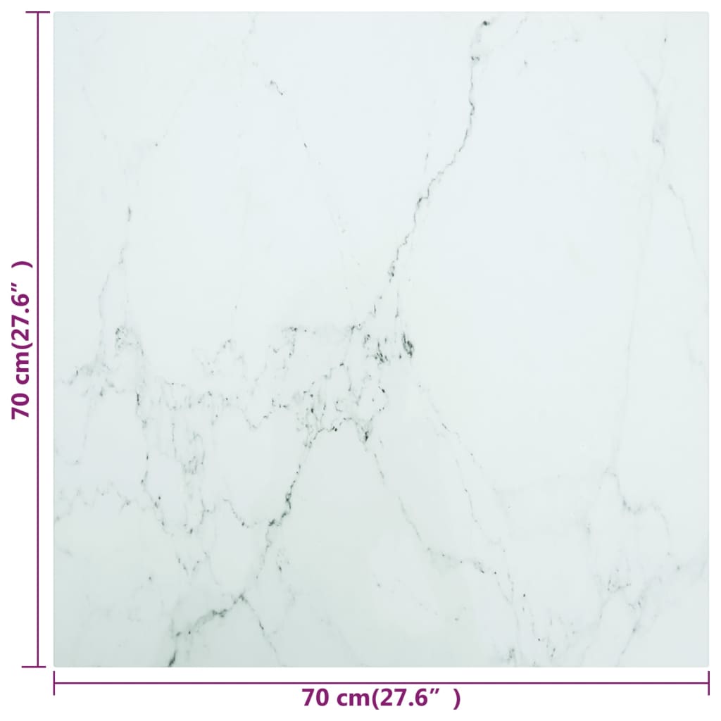 Table Top | White | Tempered Glass | 70x70 cm | Pattern | Table Top