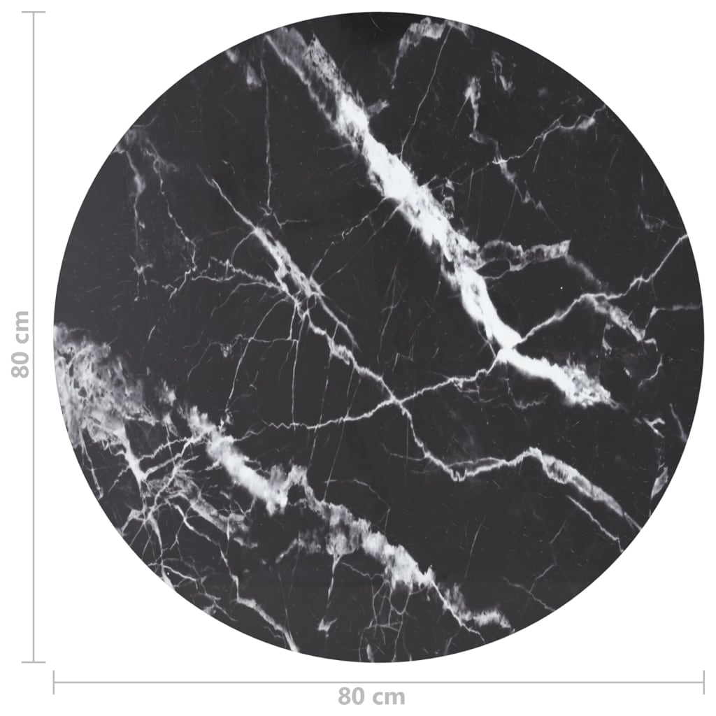 Table Top | Black with marble design | Tempered Glass | Medium | Durable