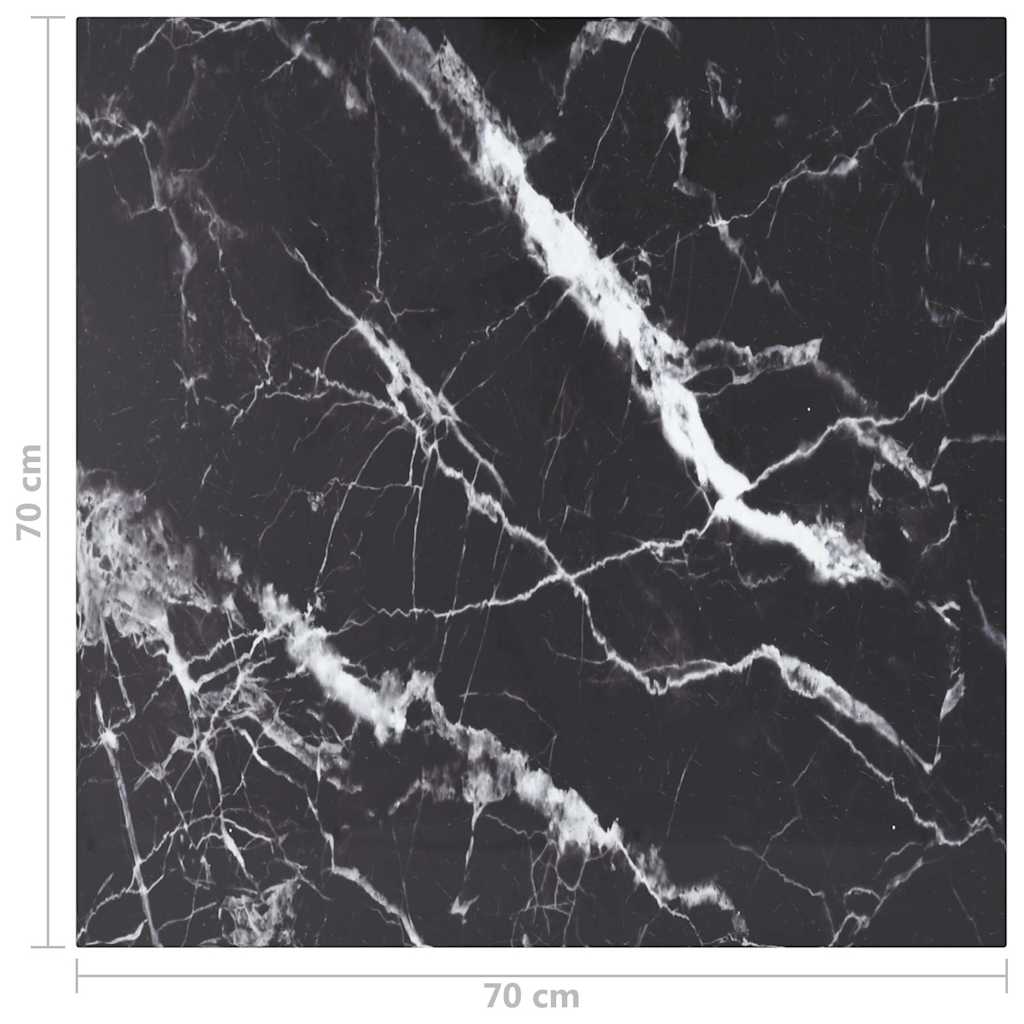 Table Top Black 27.6"x27.6" 0.2" Tempered Glass with Marble Design