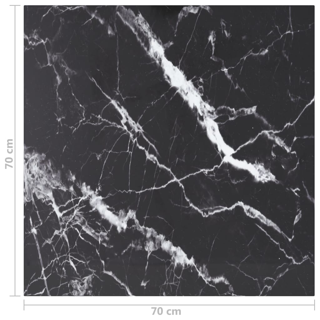 Table Top Black with White Marble Design Tempered Glass