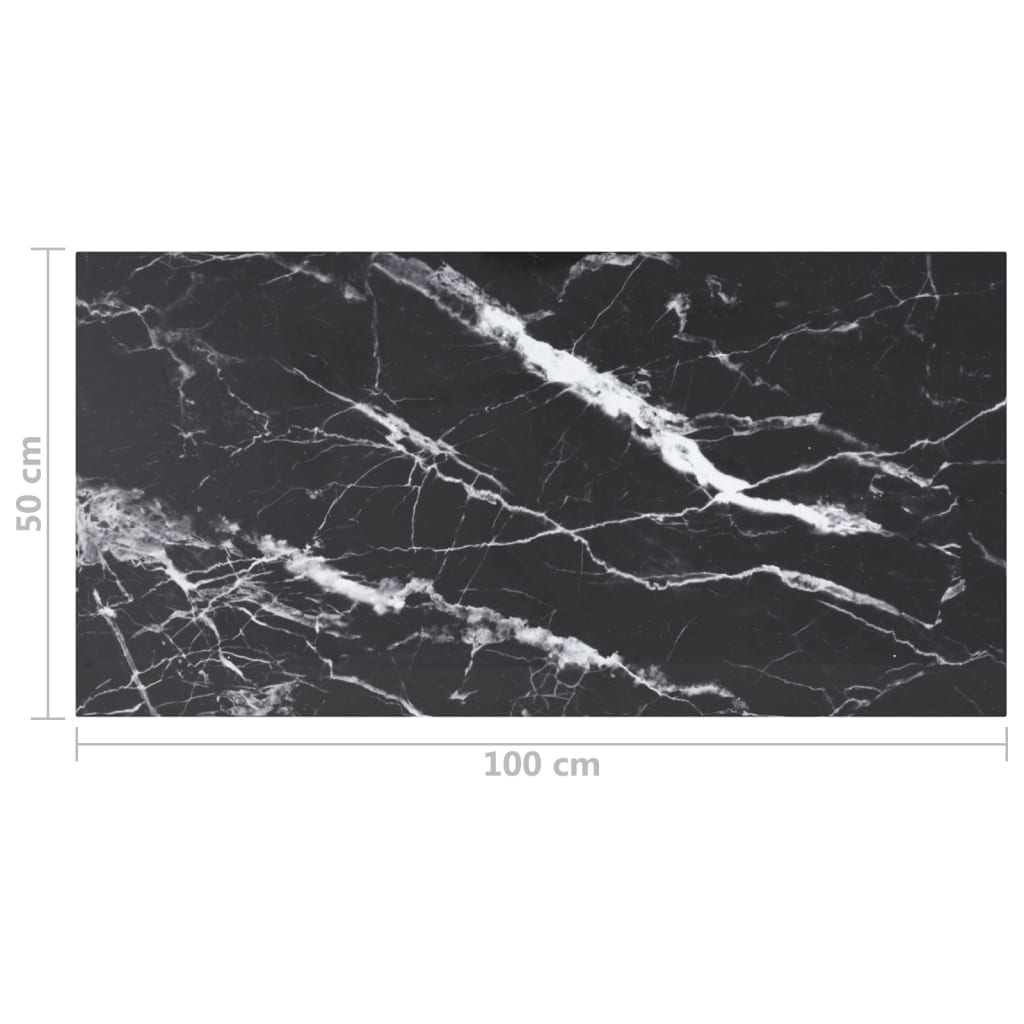 Table Top Black 100x50 cm 6mm Tempered Glass with Marble Design