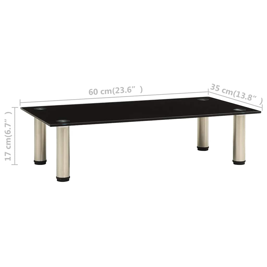 TV Stand Black 60x35x17 cm Tempered Glass