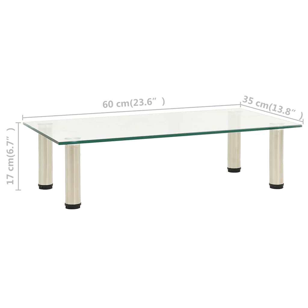 TV Stand | Clear | Tough Glass, Sturdy Steel | Small | Modern | TV Stand