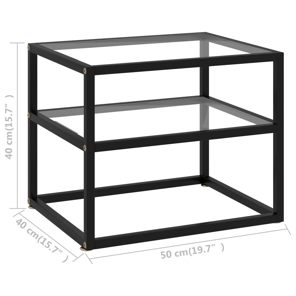 Console Table | Clear, Black | Tempered Glass, Powder-Coated Steel